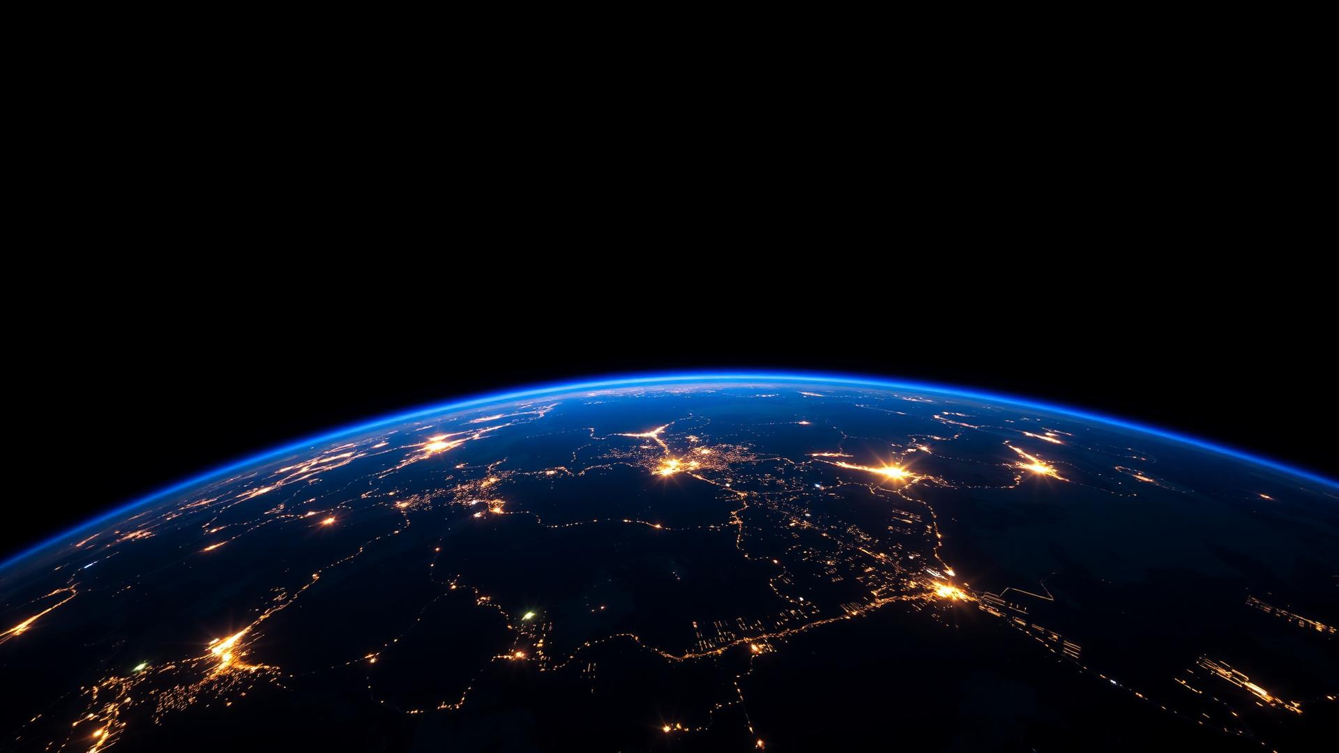 Earth from space at night showing city lights